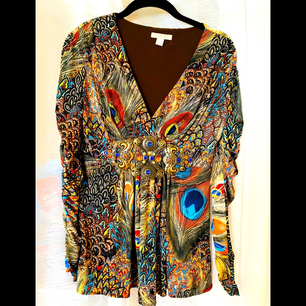 ~SALE~BOSTON PROPER PEACOCK JEWELED TOP SIZE S